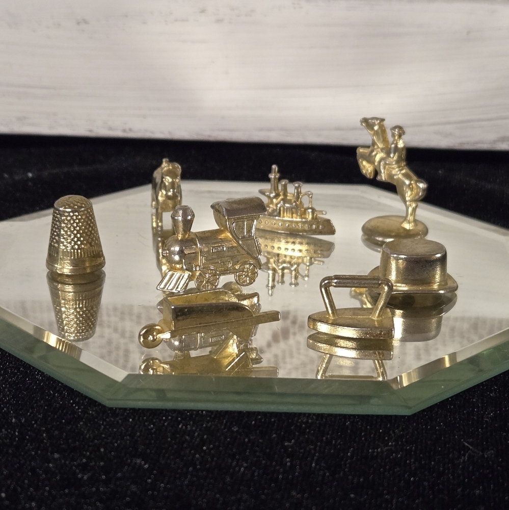 Vintage Gold Monopoly Tokens Set – Complete Metal Game Pieces